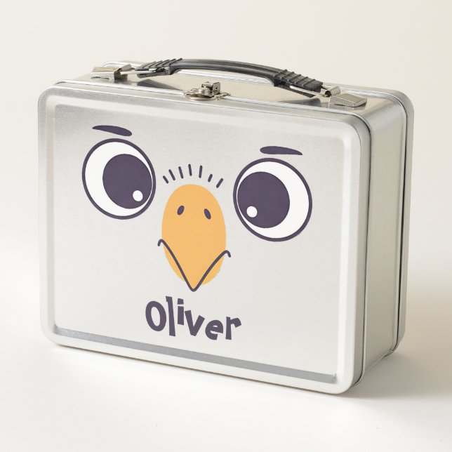 Lunch Box Visage d'oiseau drôle avec de grands yeux (Devant)