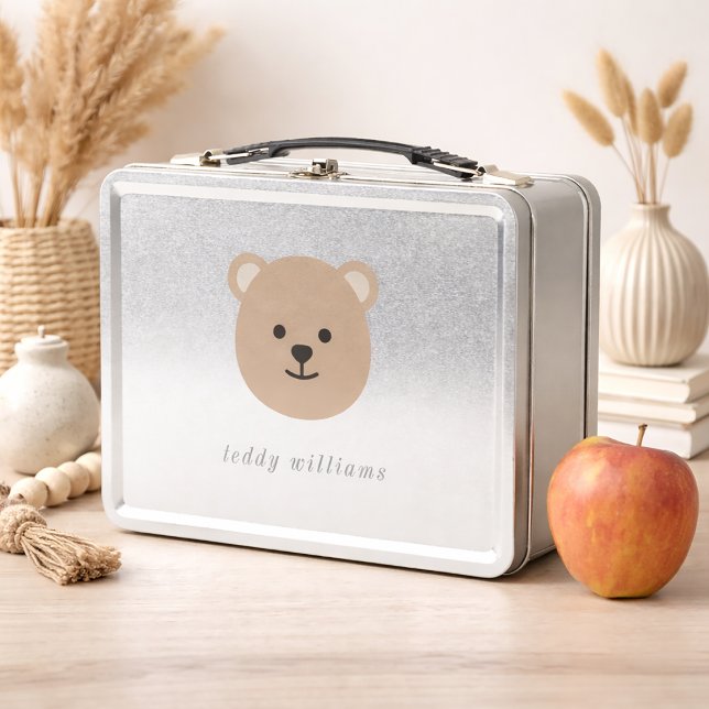 Lunch Box Visage d'ours en peluche (Zazzle Teddy Bear Face Metal Lunch Box)