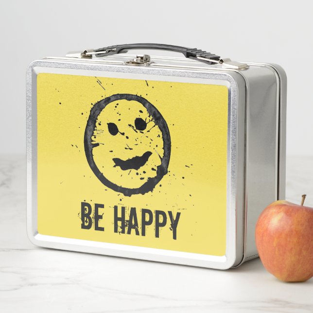 Lunch Box Visage jaune heureux souriant teinté cool texte pe (En situation)