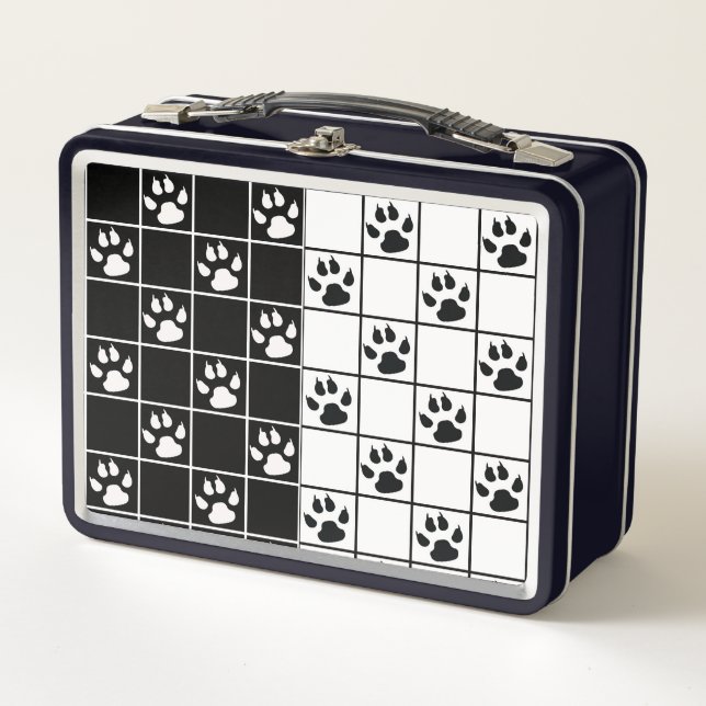 Lunch Box Vitre blanche noire Cute Paw Plaid (Devant)