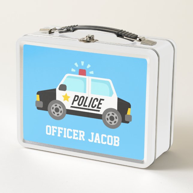 Lunch Box Voiture de police classique avec Siren Boys Person (Devant)