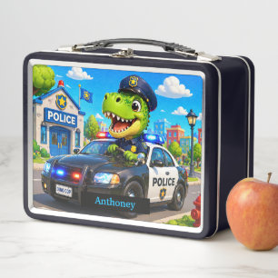 Lunch Box Voiture de police dinosaure T Rex mignon pour enfa