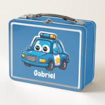 Voiture de police heureuse, garçons, bleu personna
