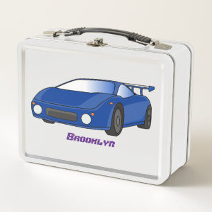 Lunch Box Voiture de sport bleue avec illustration d'aileron