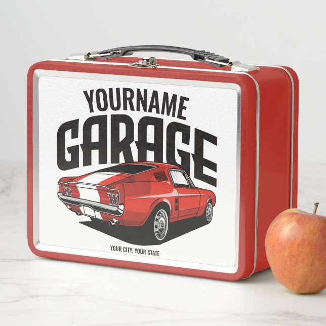 Lunch Box Voiture Muscle Personnalisée 1967 Garage Fastback  (En situation)