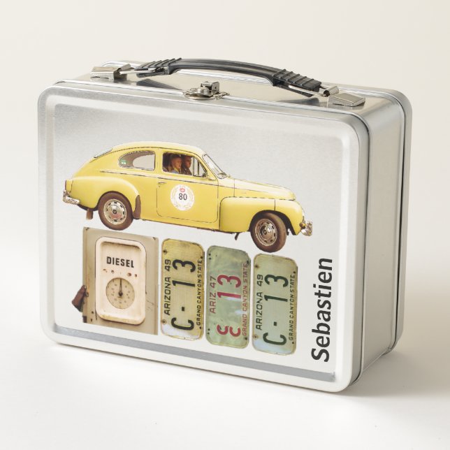 Lunch Box Voiture Vintage Jaune (Devant)