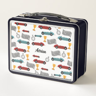 Lunch Box Voitures de course Vintages Blue & Red Fast Retro