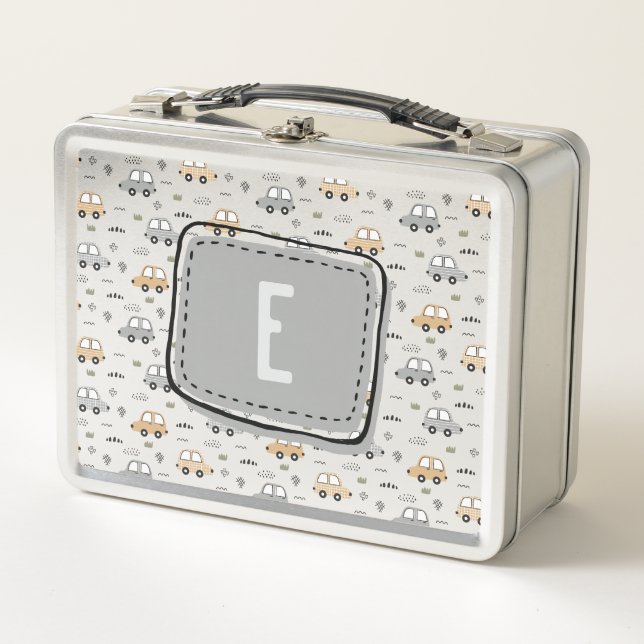 Lunch Box Voitures de dessin animé mignonnes Monogramme pers (Devant)