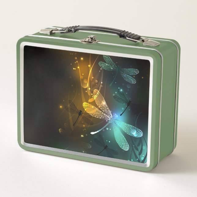 Lunch Box Vol de libellule verte lumineuse (Devant)