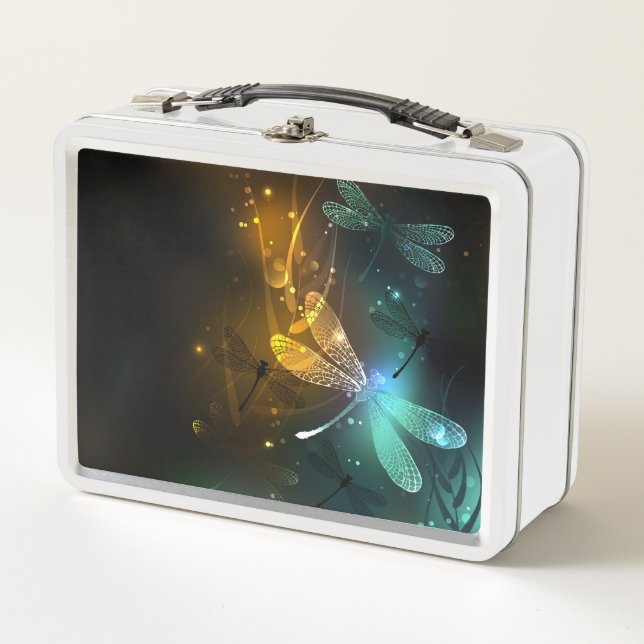 Lunch Box Vol de libellule verte lumineuse (Devant)