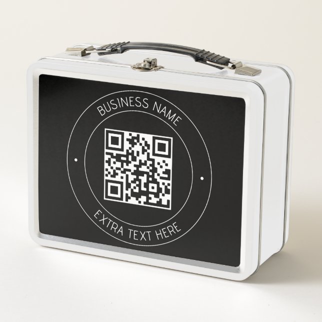 Lunch Box Votre code QR & Texte modifiable | Noir & Blanc (Devant)