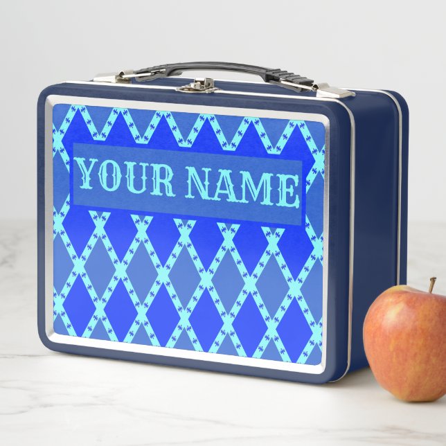 Lunch Box Votre nom Blue Birds Motif (En situation)