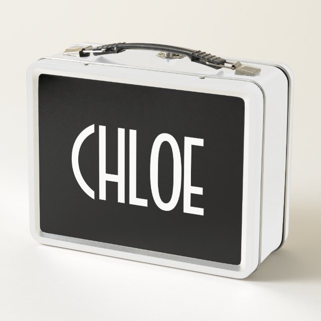 Lunch Box Votre nom, texte blanc gras | Noir (Dos)