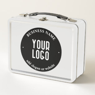 Lunch Box Votre texte et logo téléchargé   Noir et blanc mod