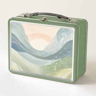 Lunch Box Vue de la montagne Retro Boho Watercolor