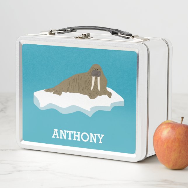 Lunch Box Walrus sur une illustration Iceberg Personnalisé (En situation)