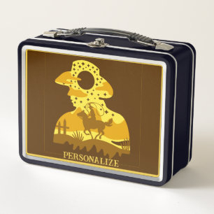 Lunch Box Western Cowboy Horse Lasso Wild West Personnalisé