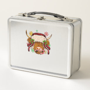 Lunch Box Western Joyeux Noël Highland Cow Xmas Farm Ani