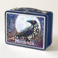 Whimsical Raven Moon Floral Noir Personnalisé