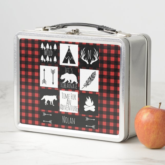 Lunch Box Wilderness rustique & Animaux Buffalo Check Plaid (En situation)