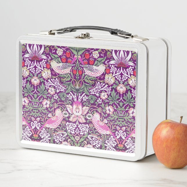 Lunch Box William Morris Strawberry Thief Motif Metal Lunc (En situation)