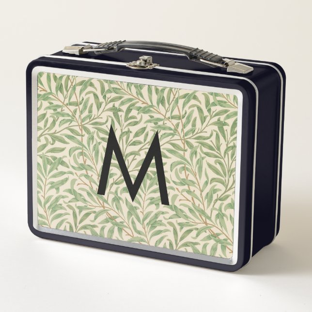 Lunch Box William Morris Willow Bough Monogramme rétro Vinta (Devant)