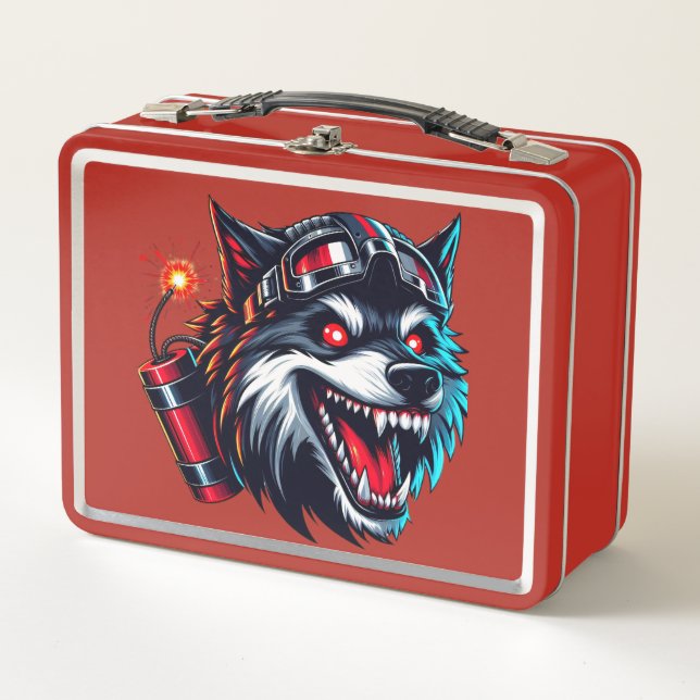 Lunch Box Wolf avec une dynamite sur son casque allemand (Devant)