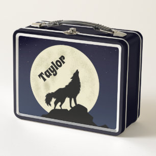 Lunch Box Wolf Howling at the Moon Illustration personnalisé