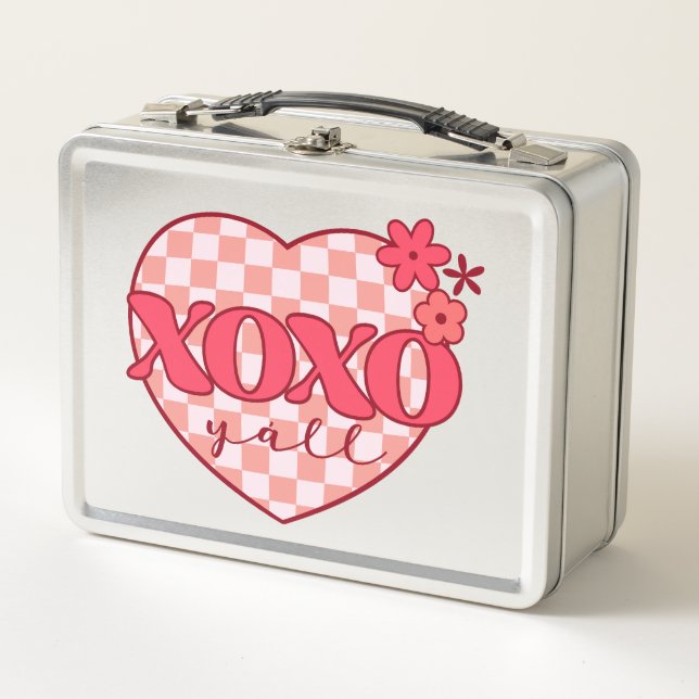 Lunch Box XOXO | Coeur rose mignon et amoureux (Devant)