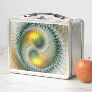 Lunch Box Yin Yang Vert Jaune Abstrait coloré Fractal