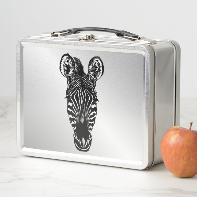 Lunch Box Zebra Head sur Silver (En situation)