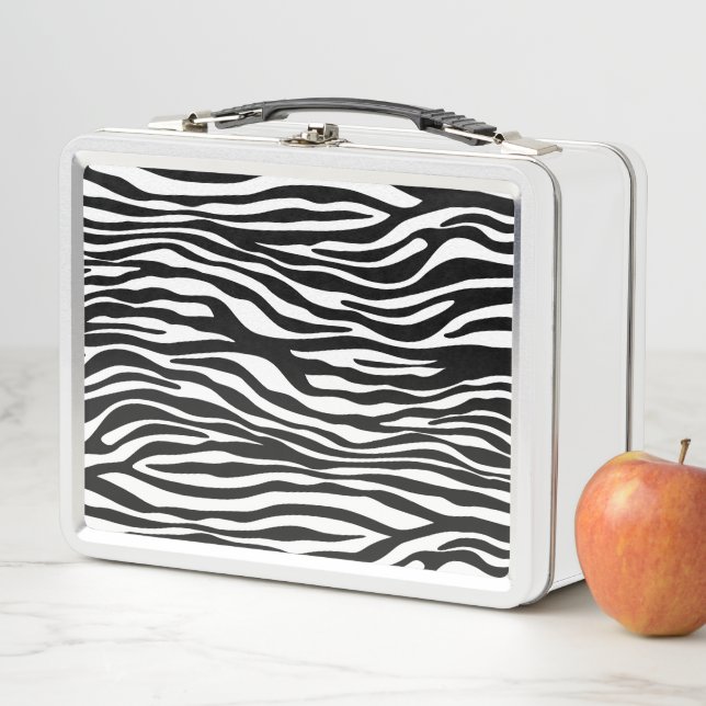 Lunch Box Zebra Print, Zebra Stripes, Noir Et Blanc (En situation)
