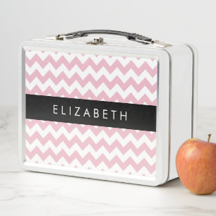 Lunch Box Zigzag Rose, Chevron Rose, Motif Vague, Votre Nom