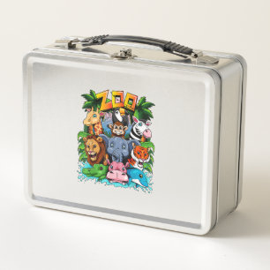 Lunch Box Zoo Animal Chemise Enfants Garçons Filles Enseigna