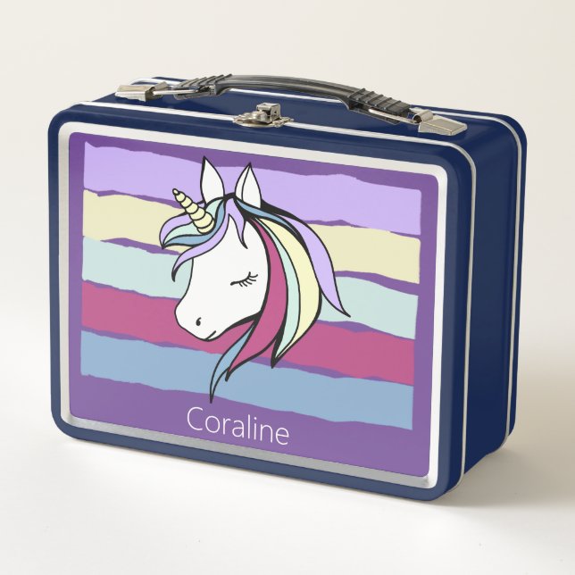 Lunchbox en métal avec illustration de licorne mig (Devant)
