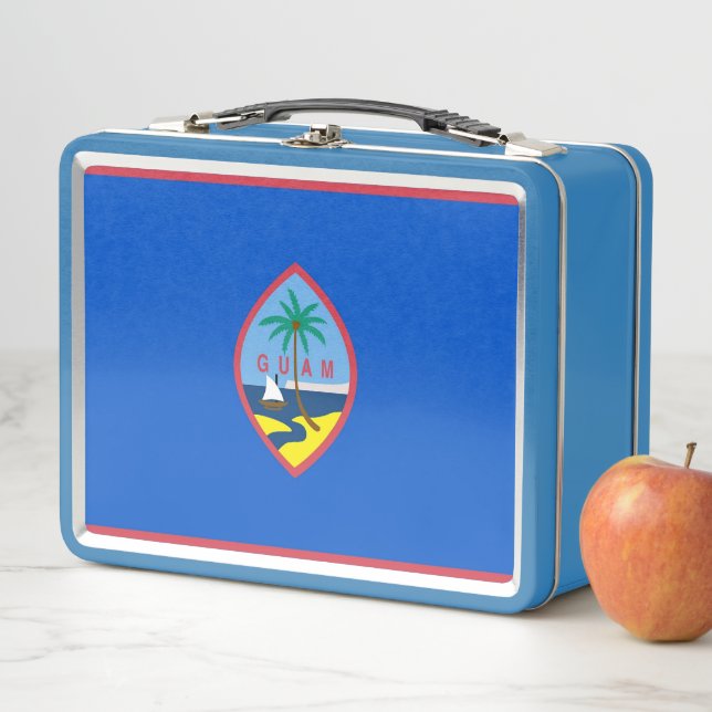 Lunchbox en métal inoxydable avec drapeau de Guam (En situation)