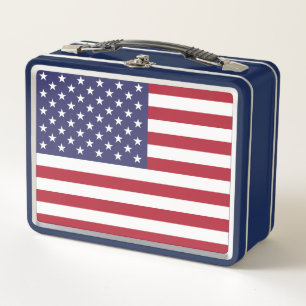 Lunchbox en métal inoxydable avec drapeau des USA