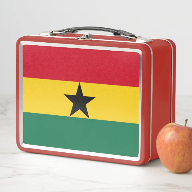 Lunchbox en métal inoxydable avec drapeau du Ghana (En situation)