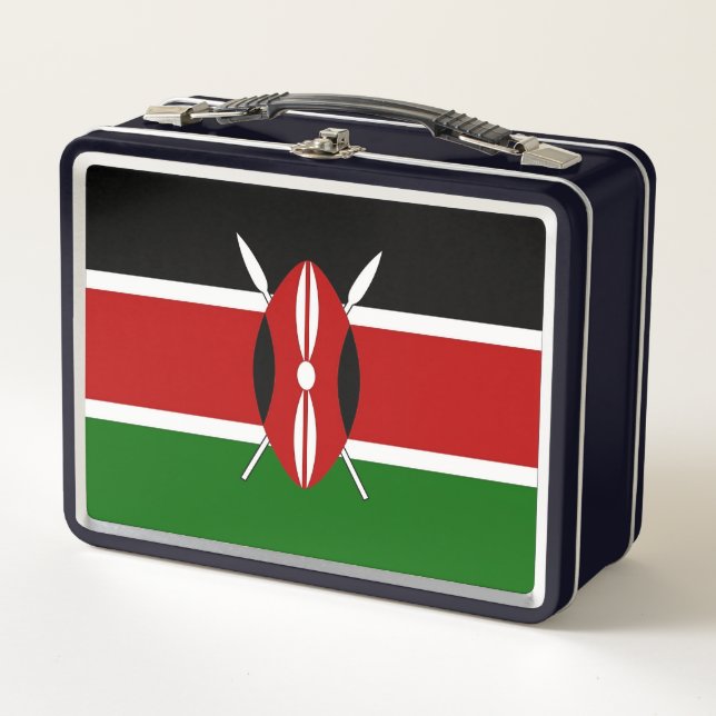 Lunchbox en métal inoxydable avec drapeau du Kenya (Devant)
