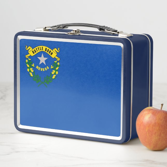 Lunchbox en métal inoxydable avec drapeau du Nevad (En situation)
