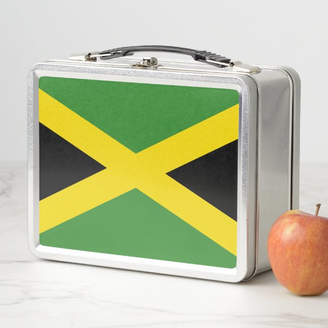 Lunchbox en métal inoxydable avec drapeau jamaïcai (En situation)