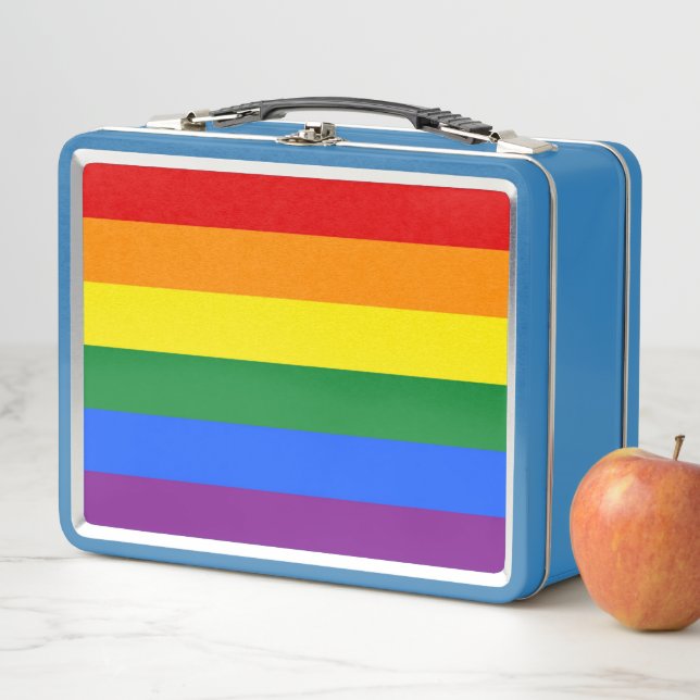 Lunchbox en métal inoxydable avec drapeau LGBT Pri (En situation)