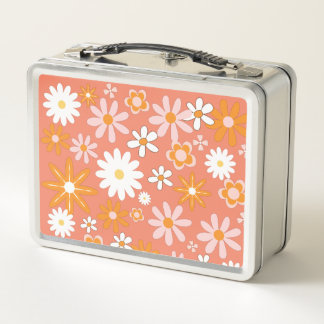 Lunchbox en métal orange rétro des années 1960