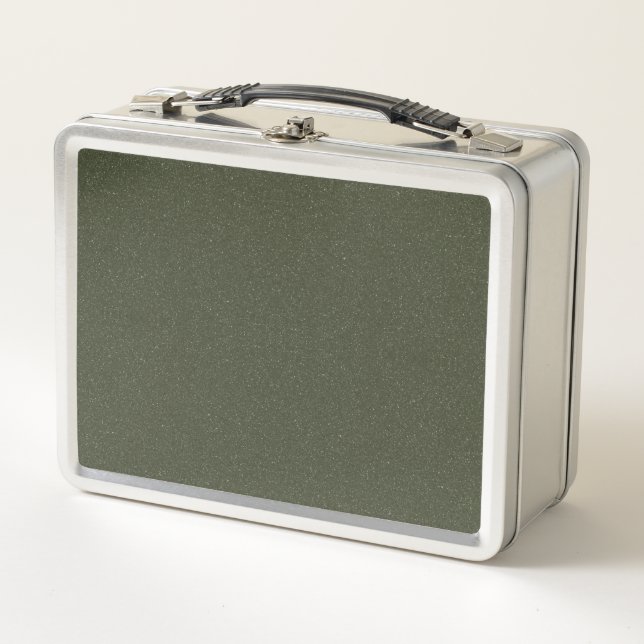 Lunchbox en métal vert mousse texturé - personnali (Devant)