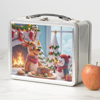 Lunchbox Festive avec renne et pingouin