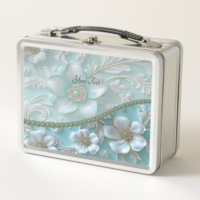 Lunchbox turquoise blanc (Devant)