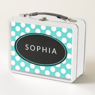 Lunchbox Turquoise et blanc Polka
