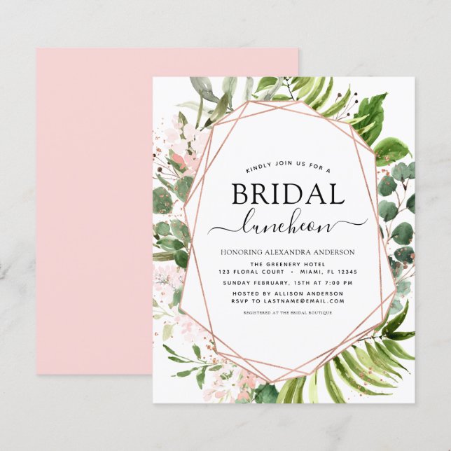 Luncheon de Baby Shower de Fiançailles Végétal Euc (Devant / Derrière)