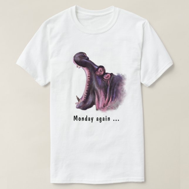 Lundi Encore Yawning Hippo Fun T-Shirt - Votre Tex (Design devant)