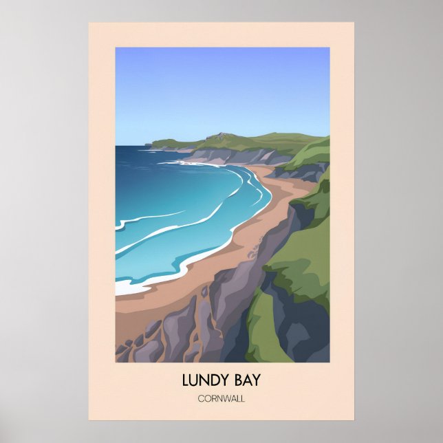 Lundy Bay Cornouailles Affiche de voyage moderne (Devant)